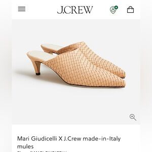 JCrew tan, woven leather kitten-heel mules. Size 8. Never been worn.